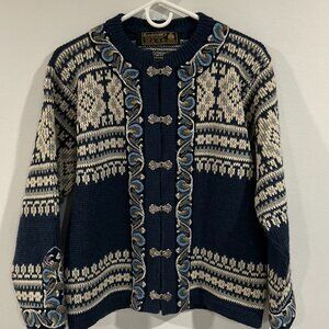Vintage Nordstrik Wool Knit Cardigan Sweater Fair Isle Sz M 38" Chest